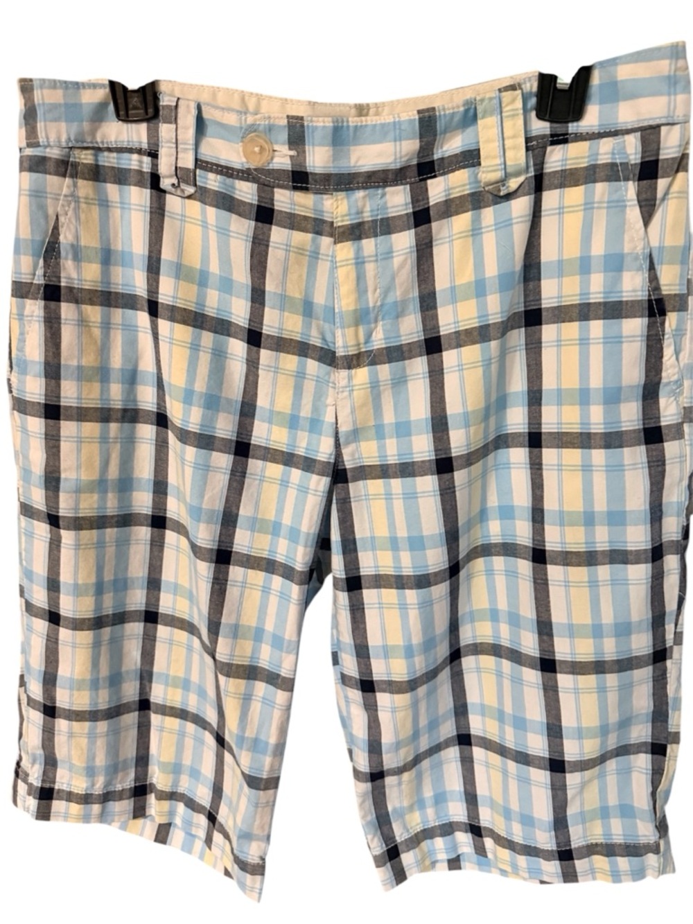 IZOD Classic turquoise/yellow/White plaid Bermuda shorts Sz. 8 Y2K